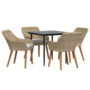 vidaXL Tr&auml;dg&aring;rdsm&ouml;belset 5 st Beige konstrotting
