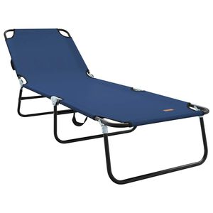 vidaXL Hopfällbar solstol 1-person Blå 56 x 189 x 87cm tyg