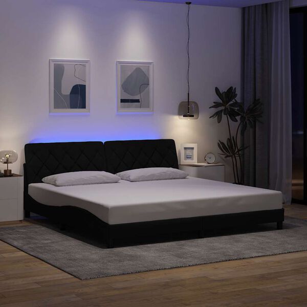 vidaXL Bed Frame with LED without Mattress Black 200x200 cm Fabric