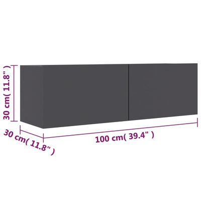 vidaXL TV-bänk grå 100x30x30 cm konstruerat trä