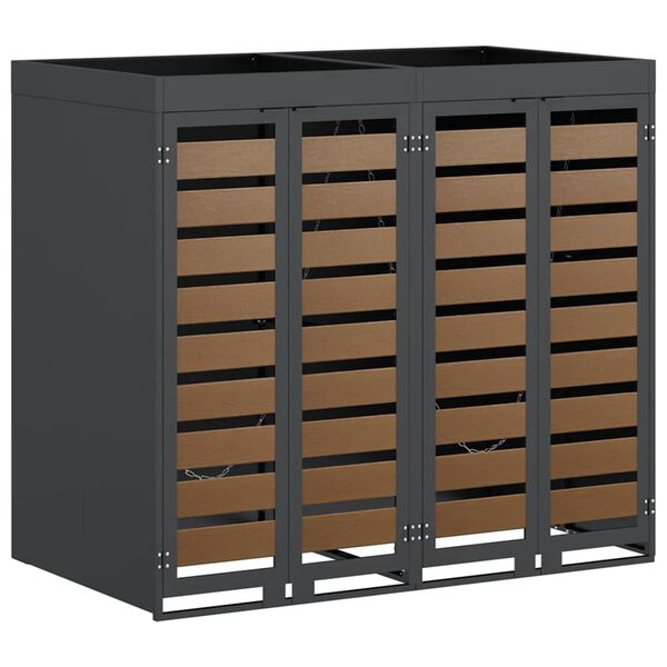 vidaXL F&ouml;rvaring f&ouml;r 3 soptunnor Antracit 340 x 77,5 x 115,5 cm St&aring;l