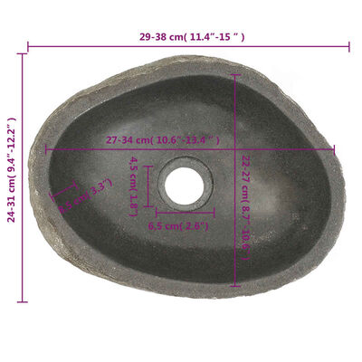 vidaXL Handfat flodsten oval 29-38 cm