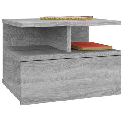 vidaXL Svävande sängbord 2 st grå sonoma 40x31x27 cm konstruerat trä