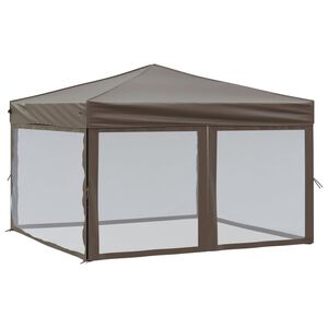 vidaXL Hopf&auml;llbart partyt&auml;lt med sidov&auml;ggar taupe 3x3 m