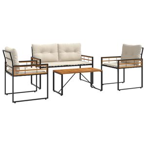 vidaXL Utemöbelset med kudde 4 pcs Kräm