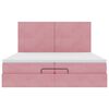 vidaXL Ottoman s&auml;ngram med madrasser rosa 200x200 cm sammet