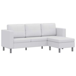 vidaXL Divansoffa 3-sits konstl&auml;der vit
