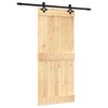 vidaXL Skjutd&ouml;rr Naturlig och svart 90 x 210 cm Massiv furutr&auml;d&ouml;rr