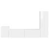 vidaXL TV-b&auml;nkset V&auml;ggmonterad 4 pcs H&ouml;gblanka vita Konstruerat tr&auml;
