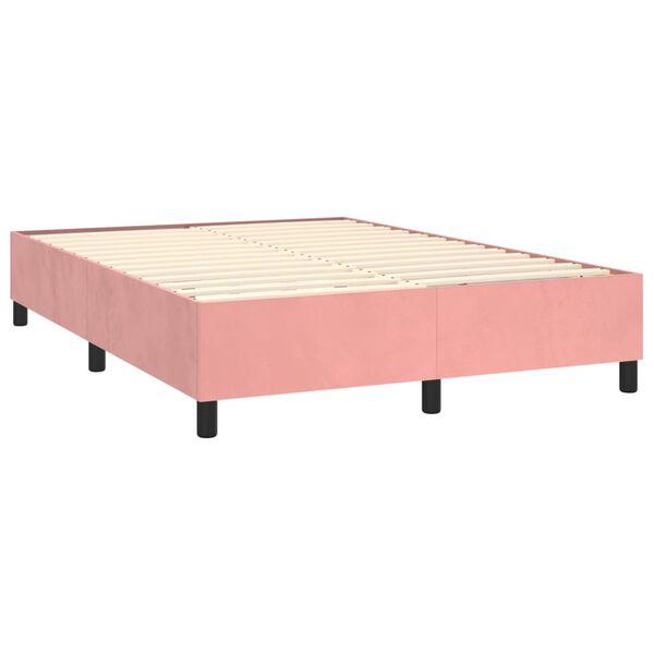 vidaXL Ramsäng med madrass rosa 140x190 cm sammet