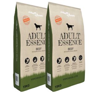 vidaXL Premium hundmat torr Adult Essence Beef (2 x 15 kg)