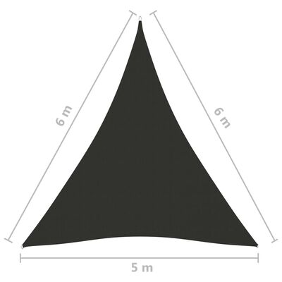 vidaXL Solsegel oxfordtyg trekantigt 5x6x6 m antracit