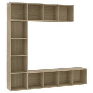 vidaXL Bokhylla/TV-b&auml;nk 3 delar set sonoma-ek 180x30x180 cm