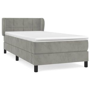 vidaXL Rams&auml;ng med madrass ljusgr&aring; 80x200 cm sammet