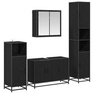 vidaXL Badrumsm&ouml;belset 4 st Svart Ek 90 x 33 x 60 cm Konstruerat tr&auml;