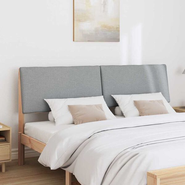 vidaXL Klädd sänggavel Ljusgrå 180 cm Massiv furu