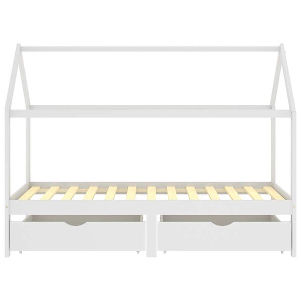 vidaXL S&auml;ngram med l&aring;dor vit massiv furu 90x200 cm