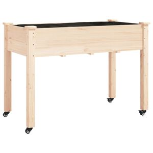 vidaXL Odlingsl&aring;da p&aring; hjul med foder 118x59x80 cm massivt grantr&auml;
