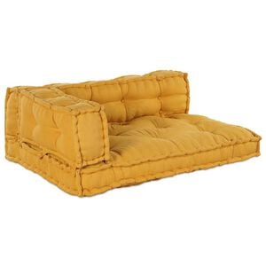 vidaXL Pallettsoffa Kudde 3 pcs Gul 120 x 80 x 38 cm Tyg