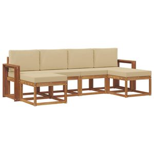 vidaXL Utomhussoffset 6 pcs Naturlig och Beige Konstruerat tr&auml;
