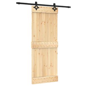 vidaXL Skjutd&ouml;rr Naturlig och svart 80 x 210 cm Massiv furutr&auml;d&ouml;rr