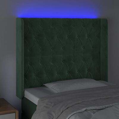 vidaXL Sänggavel LED mörkgrön 103x16x118/128 cm sammet