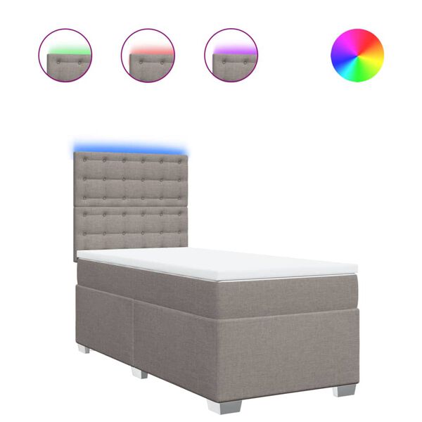 vidaXL Rams&auml;ng med madrass taupe 100x200 cm tyg