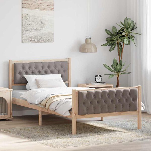 vidaXL S&auml;ngram med huvudgavel Taupe 100 x 200 cm Massiv furu