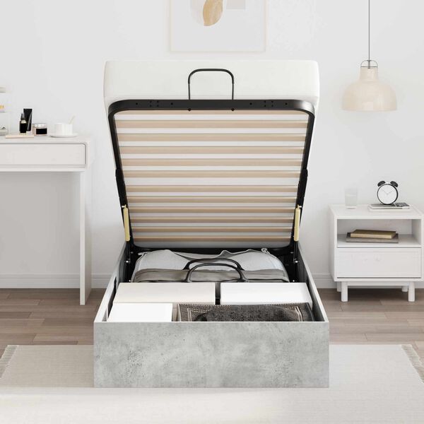 vidaXL Ottoman S&auml;ngram Betonggr&aring; 90 x 200 cm Konstruerat tr&auml;