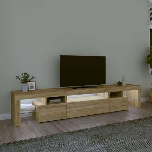 vidaXL Tv-bänk med LED-belysning sonoma ek 215x36,5x40 cm