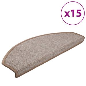 vidaXL Trappmattor 15 st 65x24x4 cm ljusbruna halvrunda stora