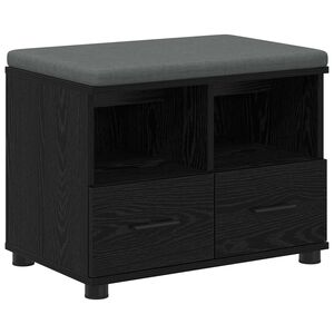 vidaXL Hallb&auml;nk Svart Ek 60 x 38 x 46 cm Konstruerat Tr&auml; och Tyg