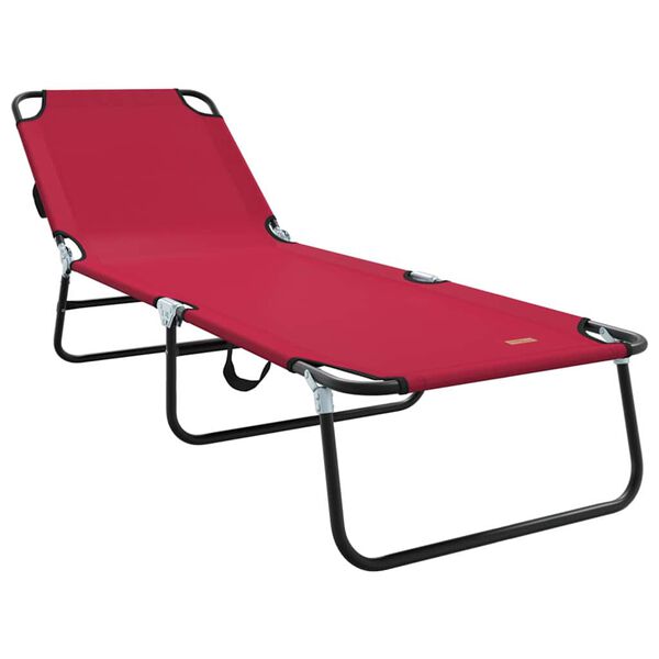 vidaXL Hopfällbar solstol 1-person Röd 56 x 189 x 87cm tyg