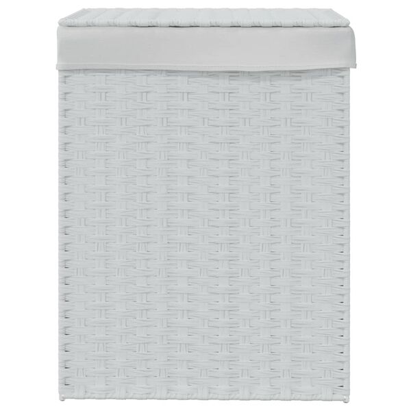 vidaXL Tvättkorg med lock vit 46x33x60 cm konstrotting