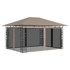 vidaXL Paviljong med myggn&auml;t 4x3x2,73 m taupe 180 g/m&sup2;