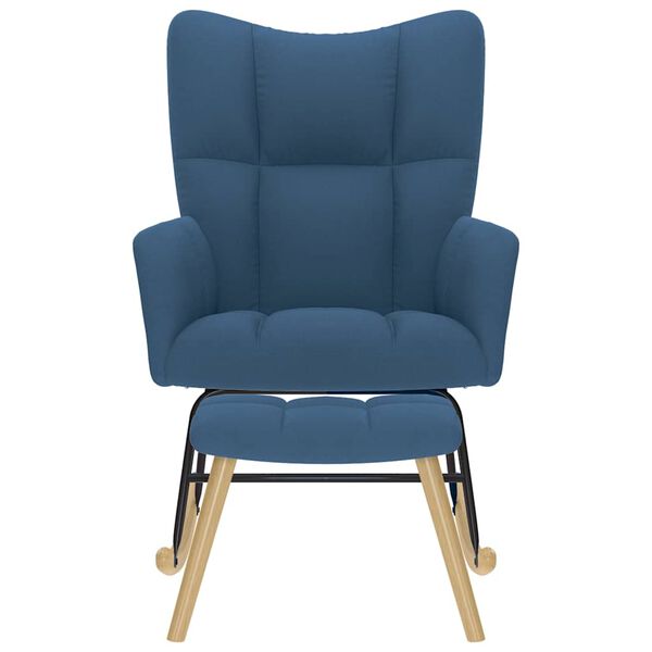 vidaXL Gungstol med fotpall blå tyg