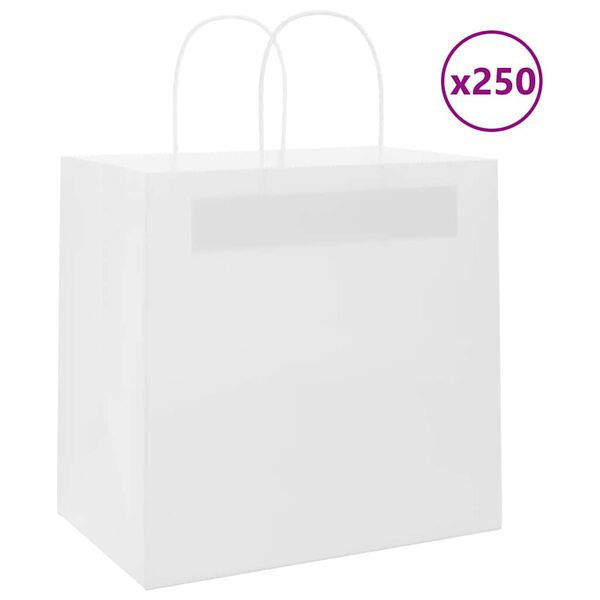 vidaXL Pappersp&aring;sar 250 st med handtag vit 26x17x25 cm