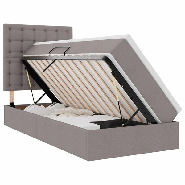 vidaXL F&ouml;rvaringss&auml;ng med LED med madrass Taupe 90 x 200 cm Polyester