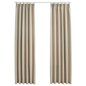 vidaXL M&ouml;rkl&auml;ggningsgardiner med krokar 2 st beige 140x245 cm