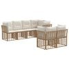 vidaXL Utomhussoffset med kudde 7 pcs Naturlig Polyester