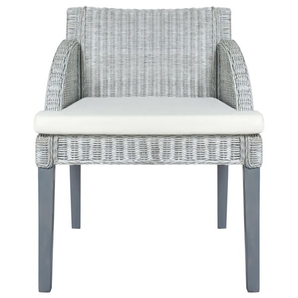 vidaXL Matstol med dyna grå äkta rotting