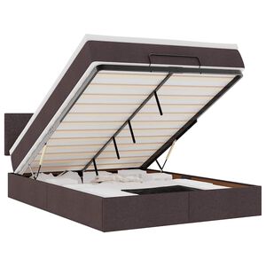 vidaXL Ottoman s&auml;ng med madrass och LED-lampor m&ouml;rkbrun 140x190 cm tyg