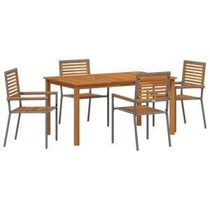 vidaXL Trädgårdsmöbelset 5 pcs Grå Poly rattan