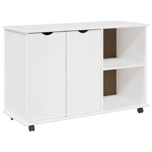vidaXL Rullande sk&aring;p med hjul Vit 100 x 39 x 65,5 cm Massiv furu