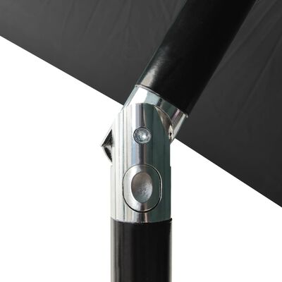 vidaXL Parasoll med LED och stålstång 2x3 m antracit