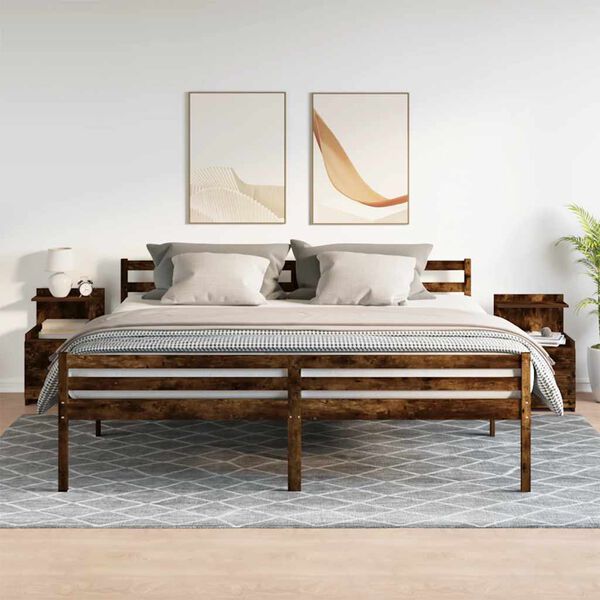 vidaXL S&auml;ngbord 2 st med 2 l&aring;dor r&ouml;kt ek 40x36,5x62 cm