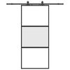 vidaXL Skjutd&ouml;rr med beslagssats svart 90x205 cm h&auml;rdat glas