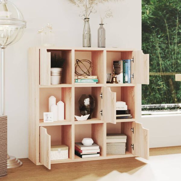 vidaXL Bokhylla sonoma-ek 88,5x27,5x88 cm sp&aring;nskiva