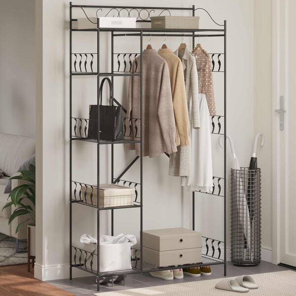 vidaXL &Ouml;ppen garderob med hylla Svart 100 x 43 x 188 cm St&aring;l