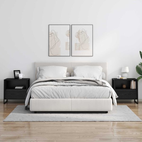 vidaXL S&auml;ngbord med l&aring;da Svart Ek 50 x 39,5 x 50 cm Konstruerat tr&auml;